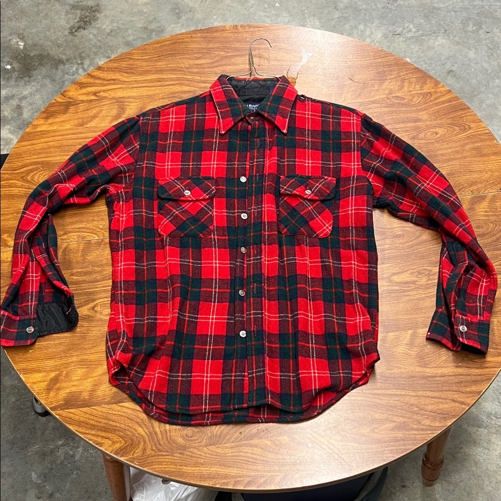 Men's Red and Black Plaid Button-Down Shirt